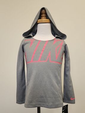 Nike Dri-FIT Gray Pink Hooded Top Girls Size 5 NWT